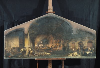 Interior of the Forge at Fourchambault by Ignace Francois Bonhomme